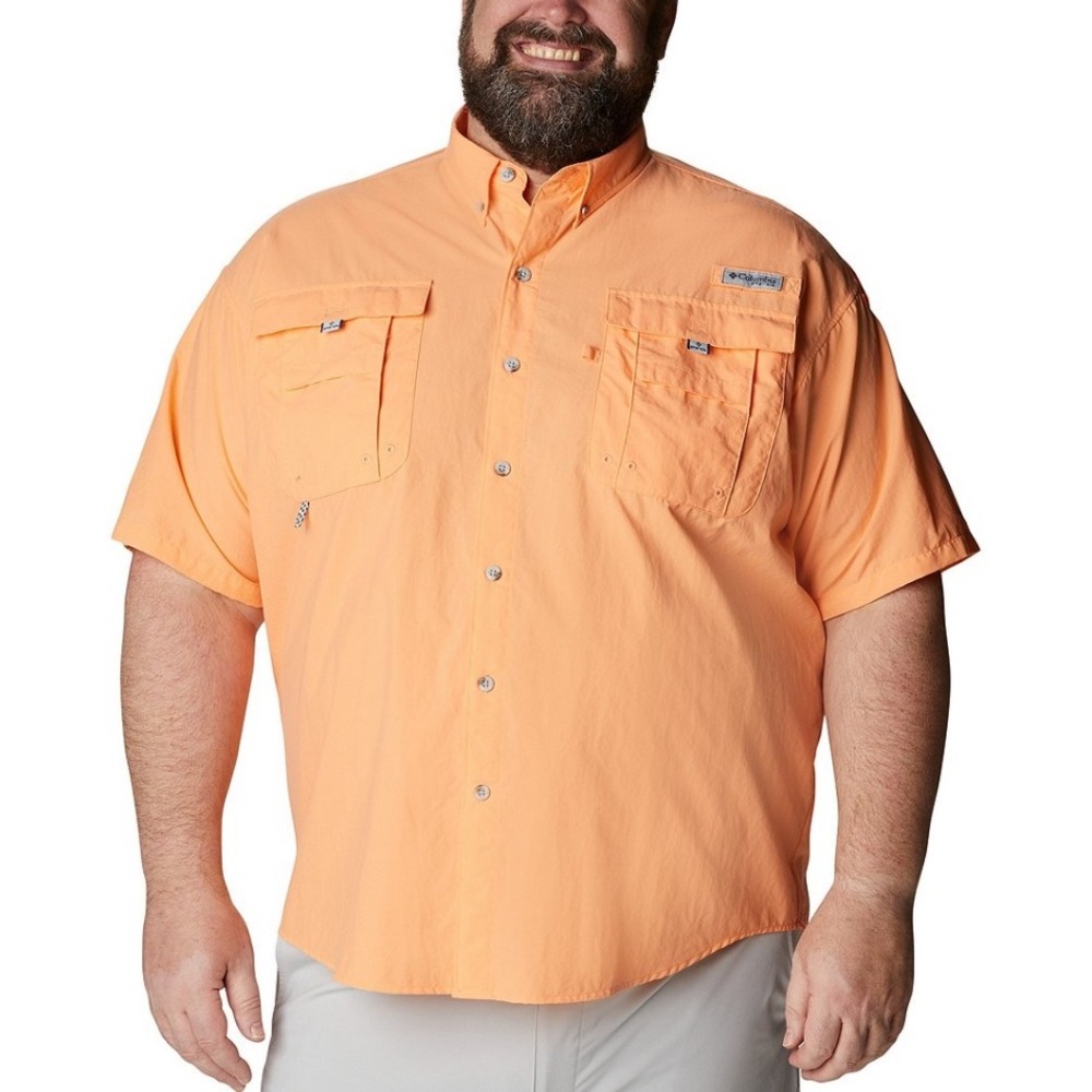 Columbia PFG Bahama II Fishing Shirt Mens 2XL Orange Short Sleeve Vented  UPF 30